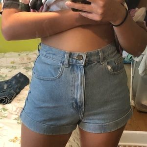 American Apparel Denim High Waist Shorts